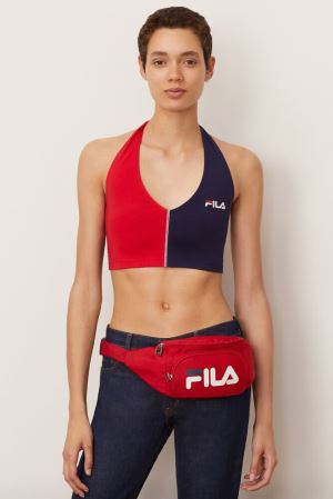 FILA Cara Halter Top Shirts Red / White,Womens Clothing | CA.CYUNXR642